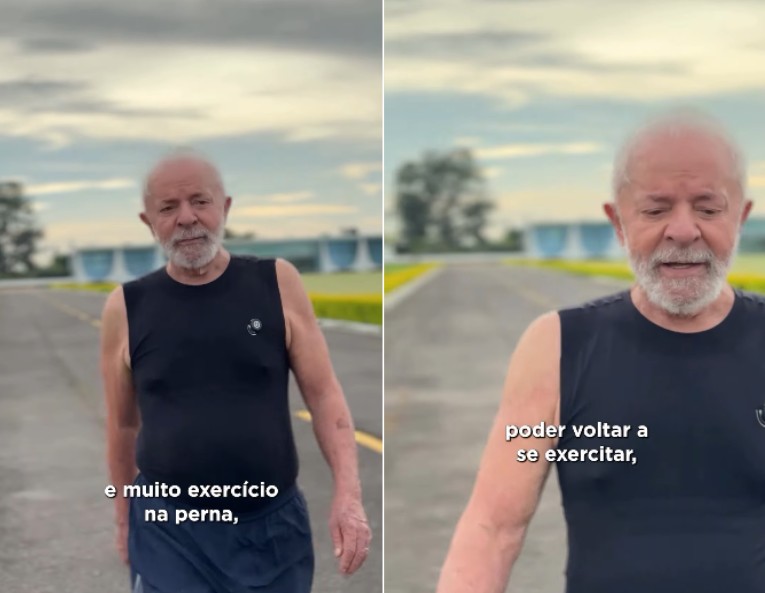 Lula mostra volta aos exercícios 22 dias após queda no Alvorada e lesão na cabeça