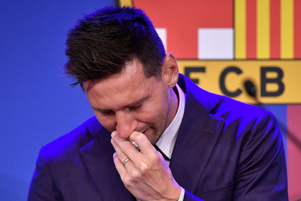 Messi no adeus ao Barcelona — Foto: Pau BARRENA / AFP