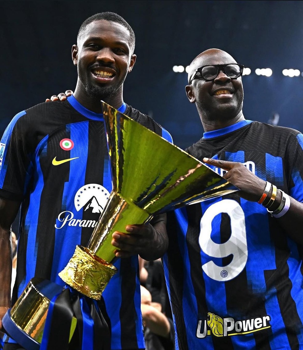 Marcus Thuram e seu pai, Lilian Thuram — Foto: Divulgação/Inter