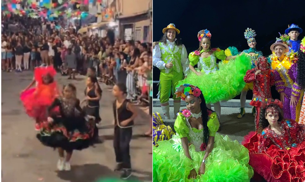 Festa junina no Santo Amaro, na sexta-feira, que terminou com um homem morto, contava com quadrilhas juninas, roupas e musicas tradicionais — Foto: Reprodução