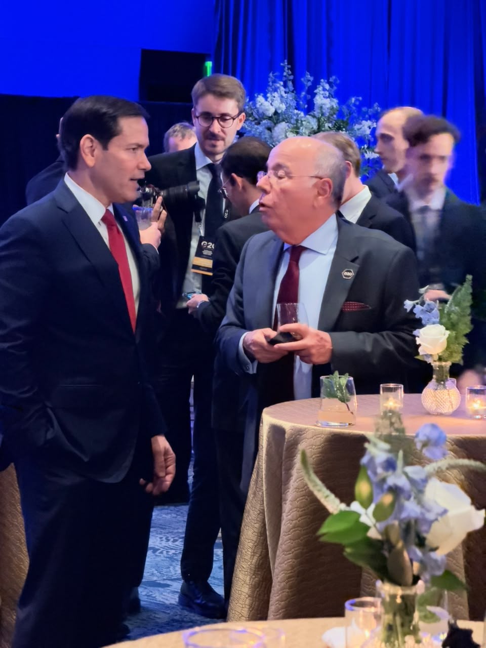 Mauro Vieira e Rubio conversam durante coquetel que precede o G-20 e combinam nova agenda