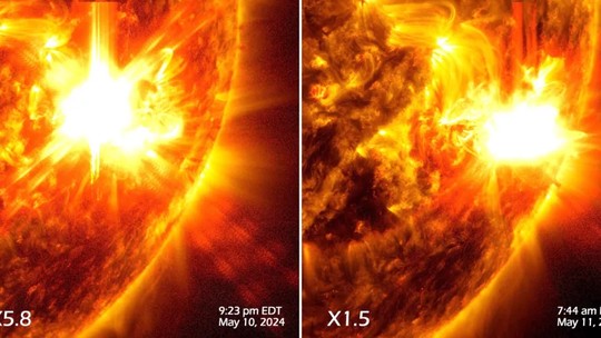 Nasa divulga imagem de explosão solar que coloriu o céu com auroras boreais ao redor do mundo