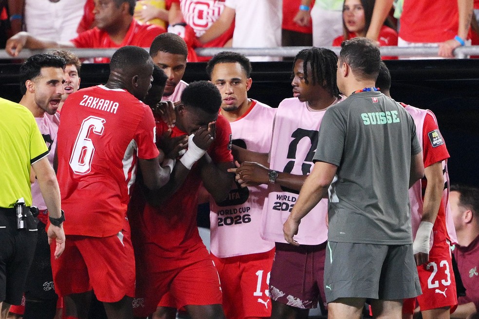 Embolo é expulso em Argentina x Suíça — Foto: David Ramos / GETTY IMAGES NORTH AMERICA / Getty Images via AFP