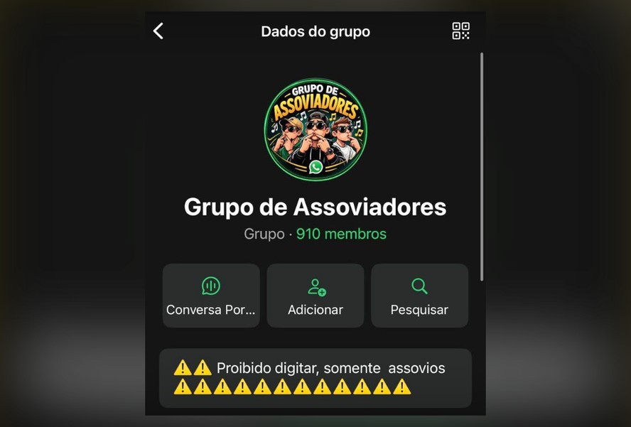 Grupo com mais de 900 participantes tem regra explícita: “proibido digitar, somente assovios”