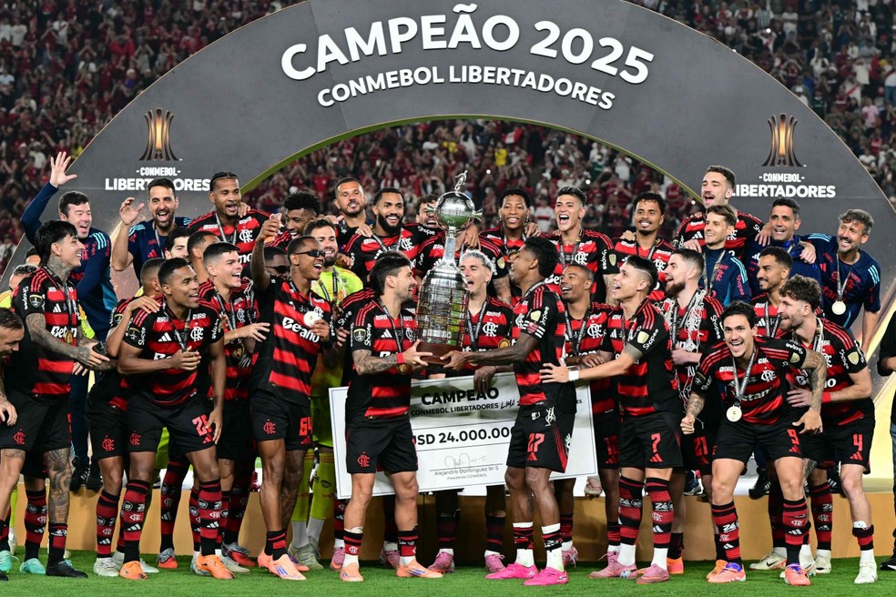 Flamengo é campeão da Libertadores 2025 — Foto: ERNESTO BENAVIDES