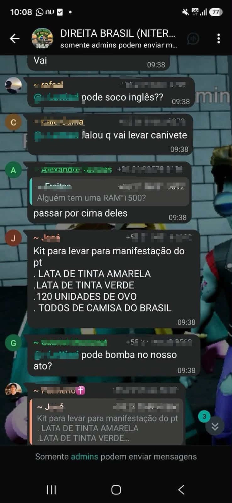 Estudantes de direita combinam manifestação em Niterói — Foto: Reprodução