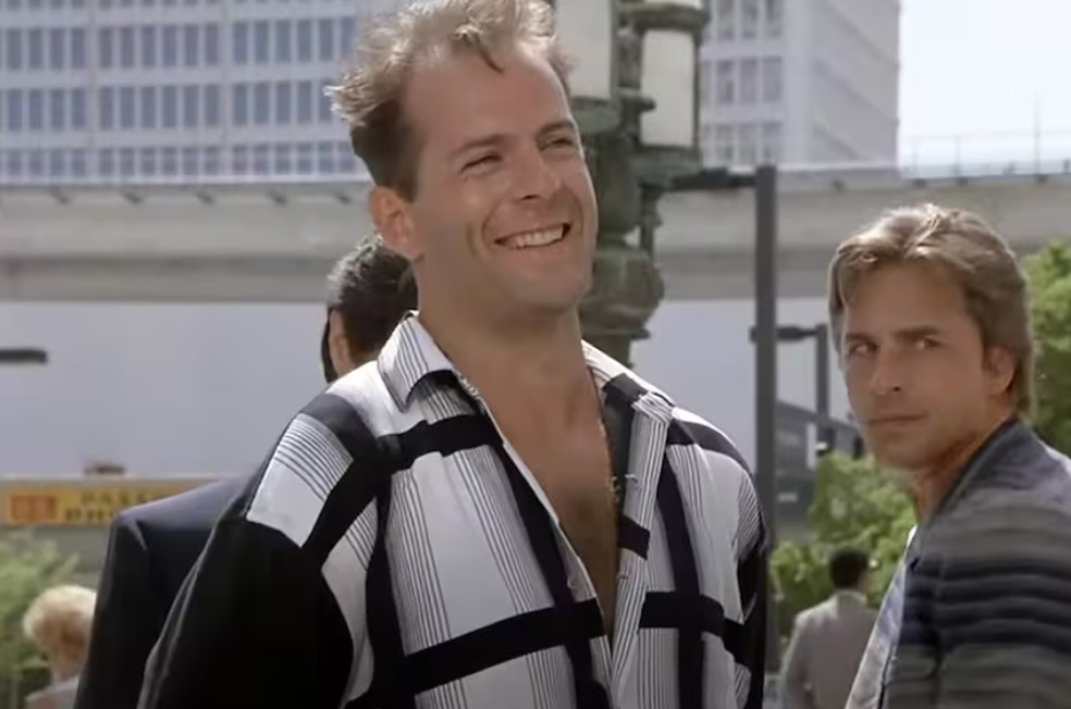 Bruce Willis e Don Johnson em'Miami Vice' — Foto: Divulgação