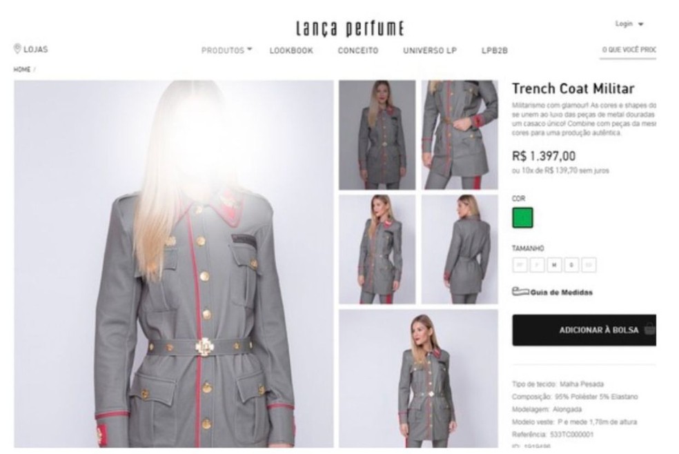 Em 2018,   marca  Lan&ccedil;a Perfume  foi acusada, tamb&eacute;m por internautas,  de fazer refer&ecirc;ncia ao nazismo em sua nova cole&ccedil;&atilde;o, chamada "Uma noite em Berlim" &mdash; Foto: Reprodu&ccedil;&atilde;o