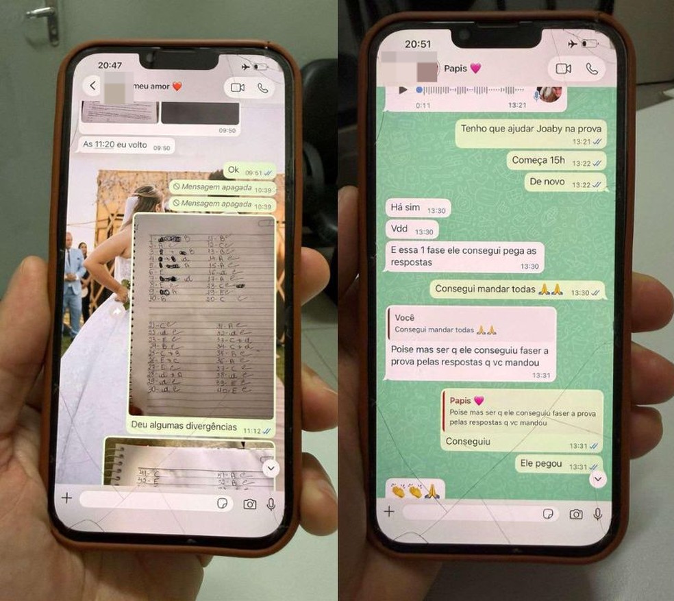 Troca de mensagens do celular do casal &mdash; Foto: Reprodu&ccedil;&atilde;o/Portla 6