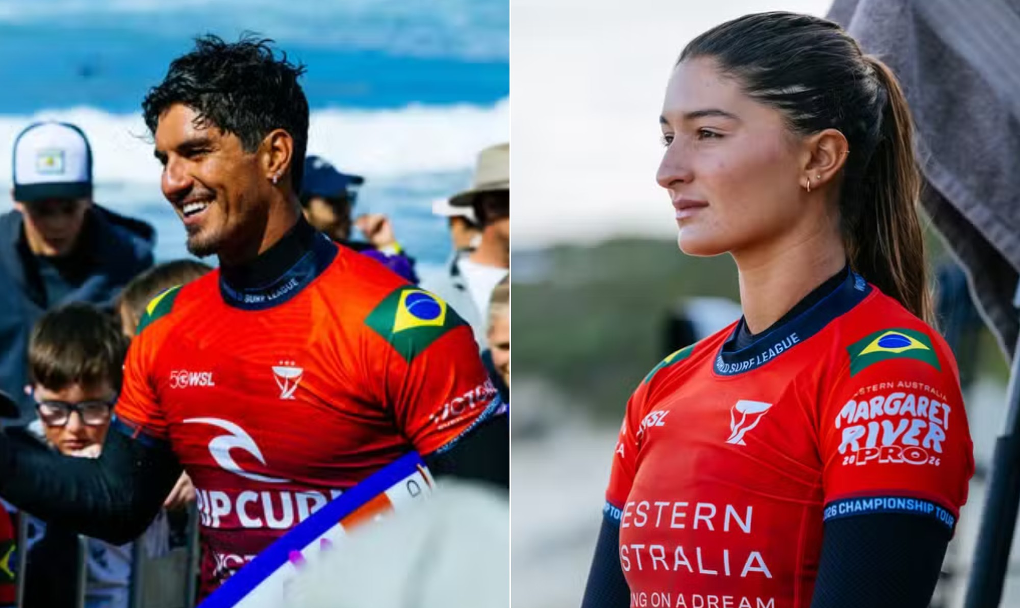 Tempestade brasileira: Gabriel Medina e Luana Silva conquistam Tríplice Coroa do surfe na Austrália