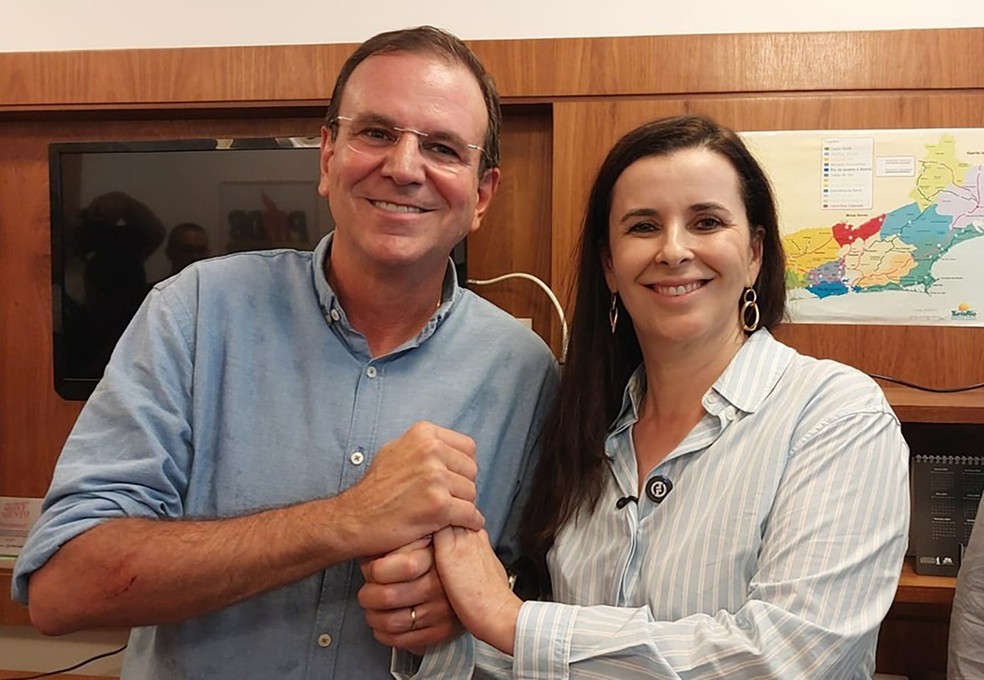Paes anunciou escolha de Jane como candidata a vice-governadora em evento na sede do MDB — Foto: Caio Sartori/Agência O Globo