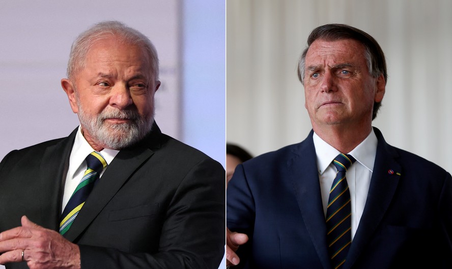 O presidente Luiz Inácio Lula da Silva (à esq.) e o ex-presidente Jair Bolsonaro