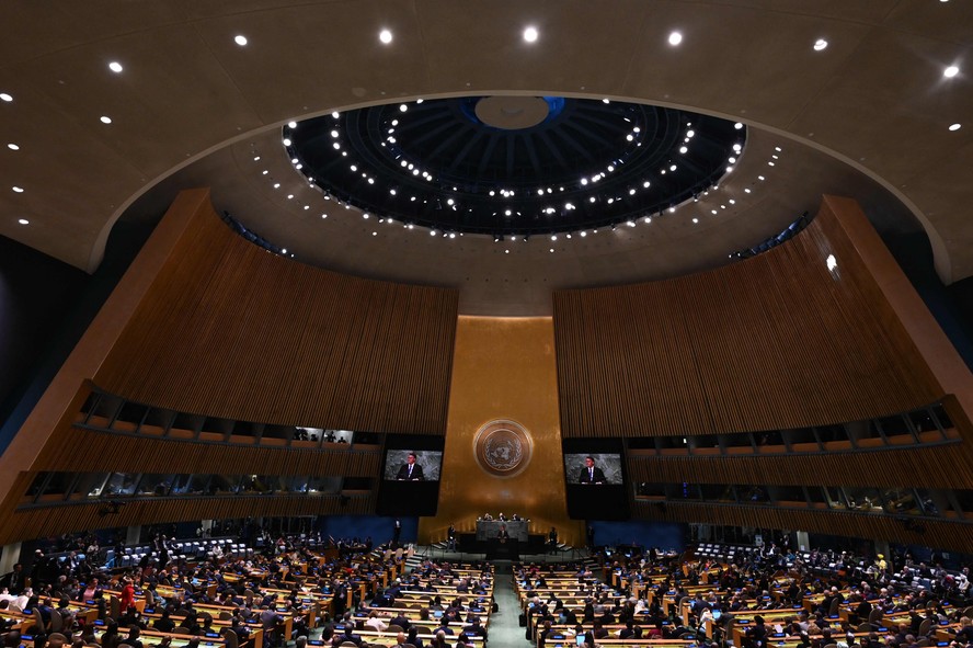 O presidente Jair Bolsonaro discursa na Assembleia-Geral da ONU