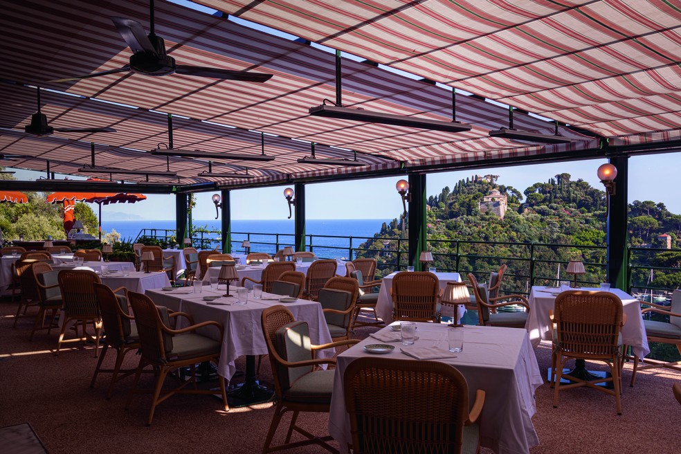 Terraços do palacete restaurado pela Belmond: dècor “al mare” — Foto: Divulgação