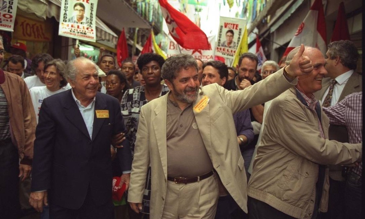 1998 - Pela terceira vez, Lula perde a eleição para presidente, dessa vez tendo Leonel Brizola como vice — Foto: Hipólito Pereira/Agência O Globo