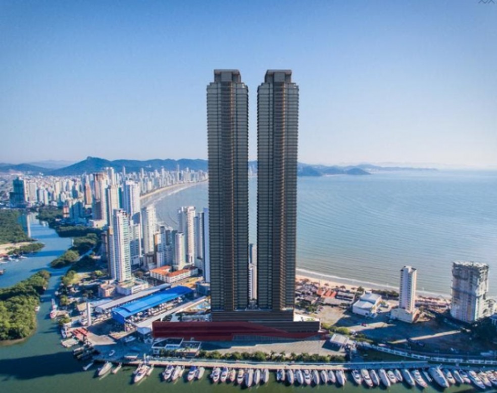 Edifício Yachthouse, contempla duas torres gêmeas com 81 andares e cerca de 281 metros de altura — Foto: Divulgação