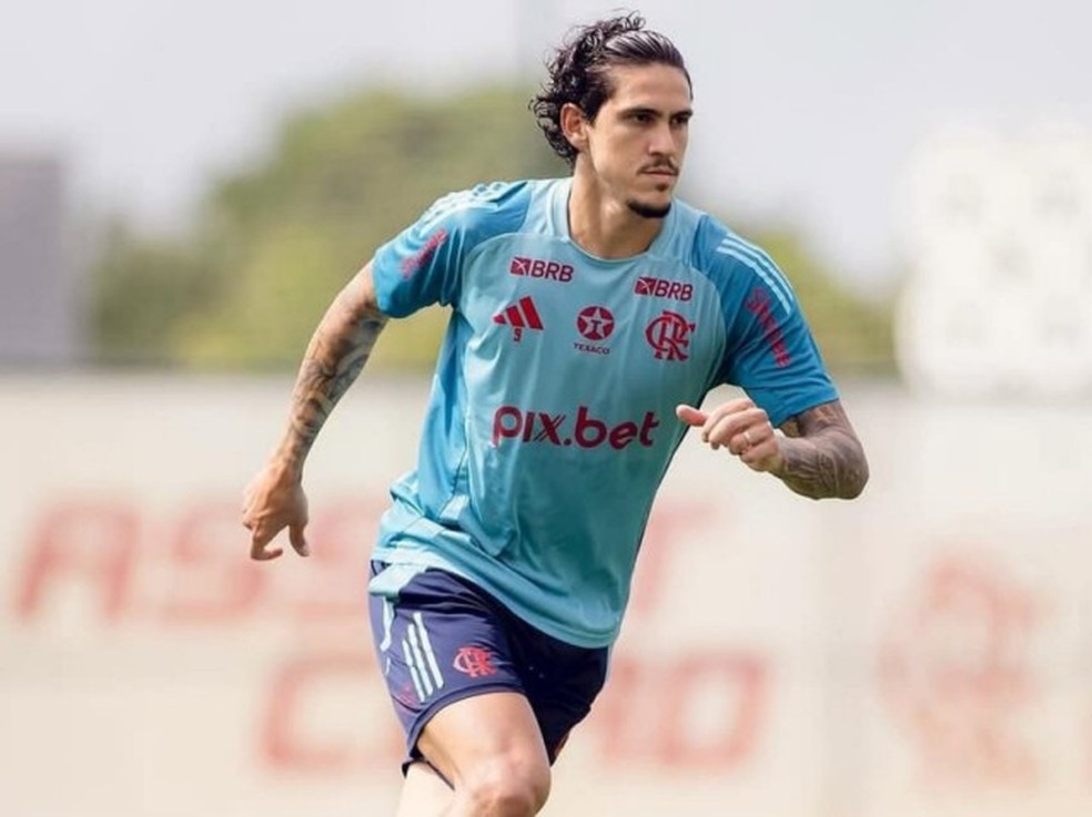 Pedro em treinamento no Ninho do Urubu — Foto: Gilvan de Souza/ Flamengo