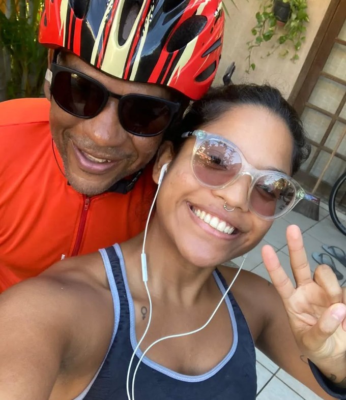 Juliana Marins e o pai, o maratonista Manoel Marins. Ela também o acompanhava nas corridas de 10 e 15 quilômetros