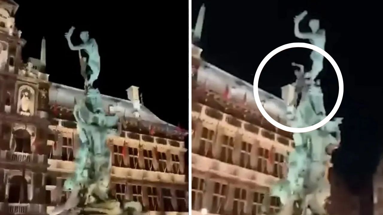 Homem cai de cerca de 9 metros ao escalar monumento histórico na Bélgica e fica em estado grave; vídeo - QTU Questões do Universo