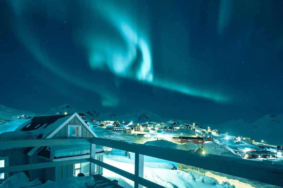 Aurora boreal na Groenlândia — Foto: Divulgação/Greenland Tours