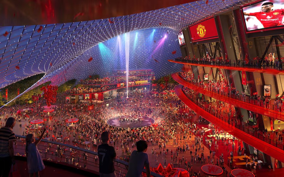 Manchester United revela detalhes de novo estádio para 100 mil torcedores — Foto: Reprodução