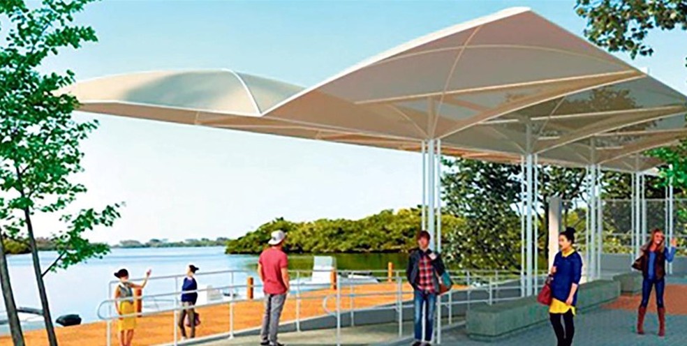 Projeto de estação do sistema aquaviário: oito linhas ligarão principais polos residenciais e comerciais — Foto: Divulgação