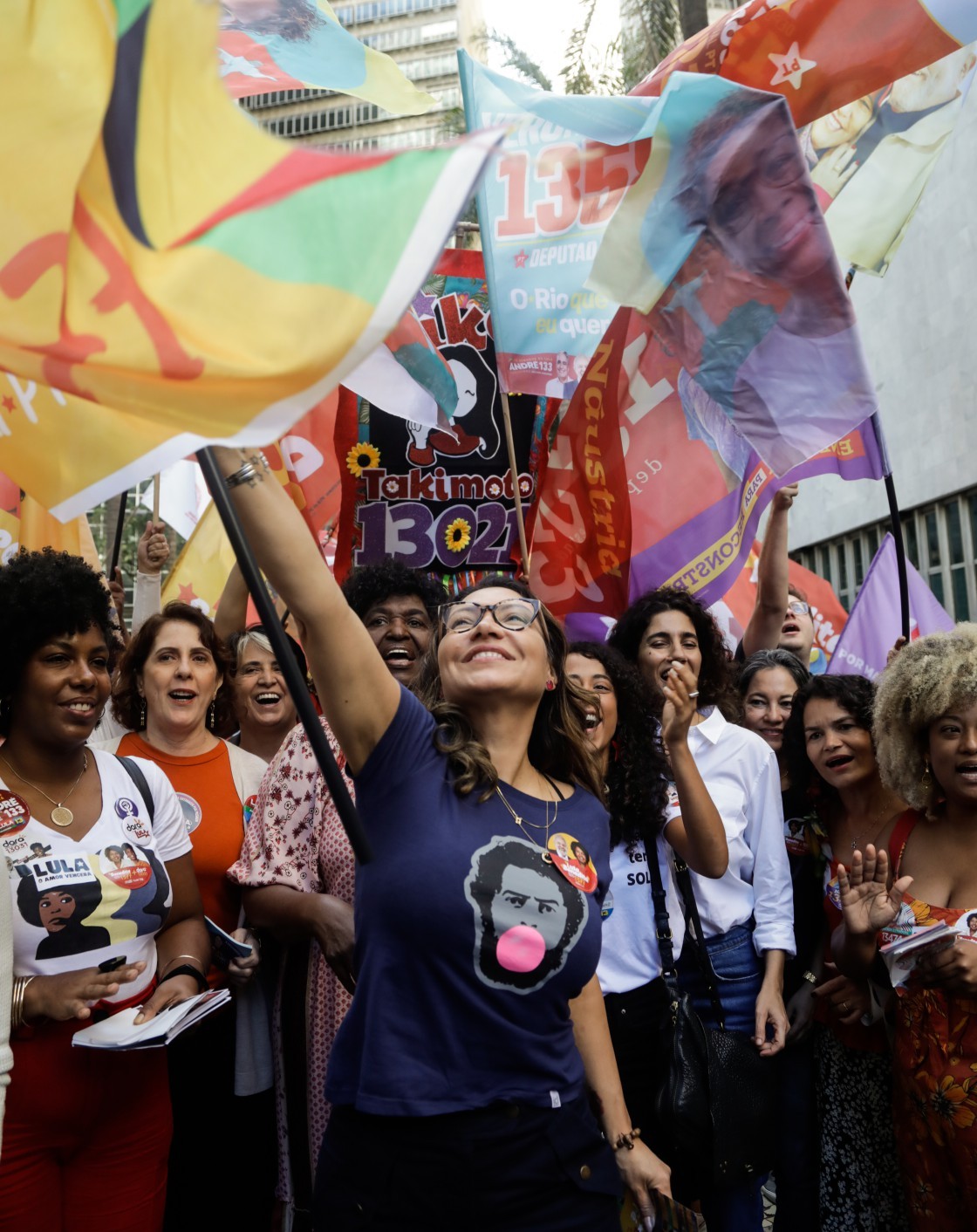 Janja participa de ato com mulheres no Centro do Rio, em 25 de agosto. — Foto: Gabriel de Paiva