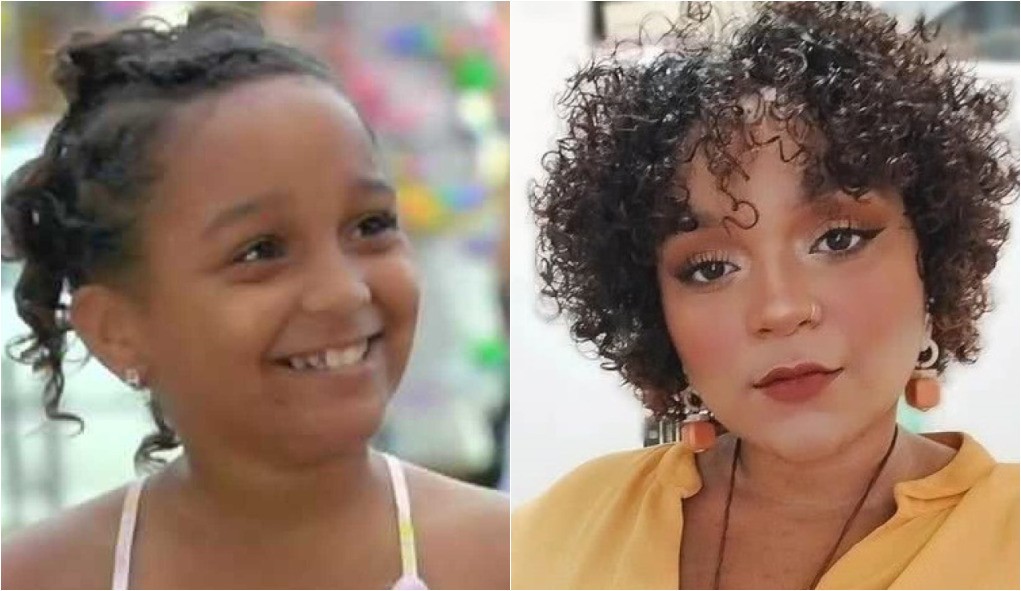 Em 'Caras e Bocas', Amanda Azevedo fez a pequena Ada. Além dessa trama, ela também fez 'Sete pecados'. Depois desses trabalhos, abandonou a carreira e se tornou professora de inglês   — Foto: Reprodução/Globo e Instagram