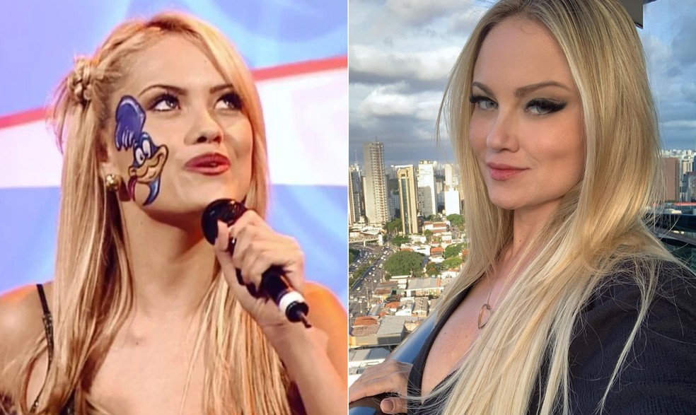 Em 1996, Ellen Rocche participou do 'Programa Silvio Santos' pela primeira vez — Foto: Reprodução
