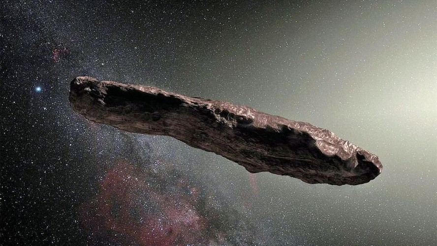 Ilustração do asteroide Oumuamua: objeto único que atravessa nosso Sistema Solar teve sua origem interestelar confirmada