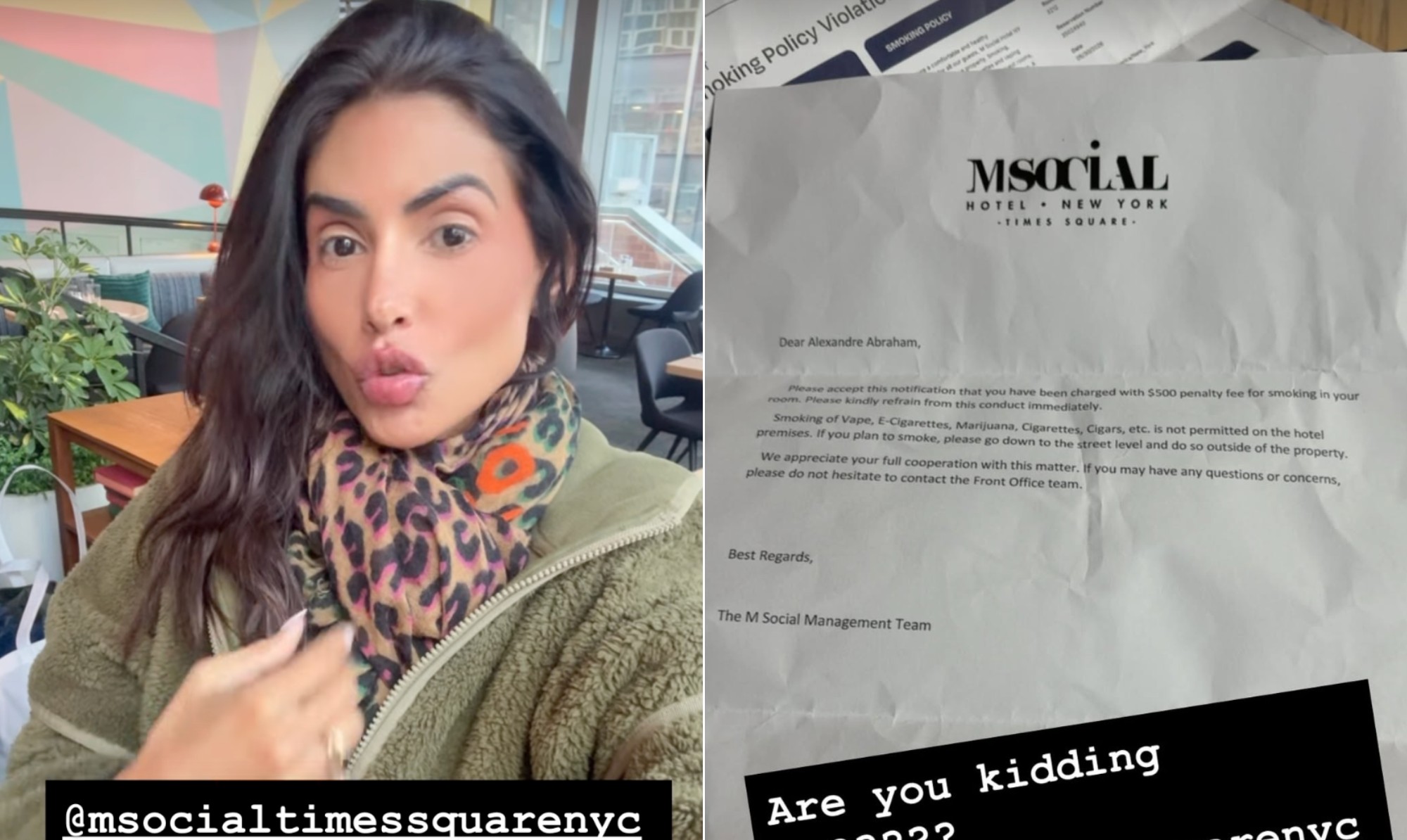 Apresentadora é expulsa de hotel em NY e após levar multa por supostamente fumar em quarto