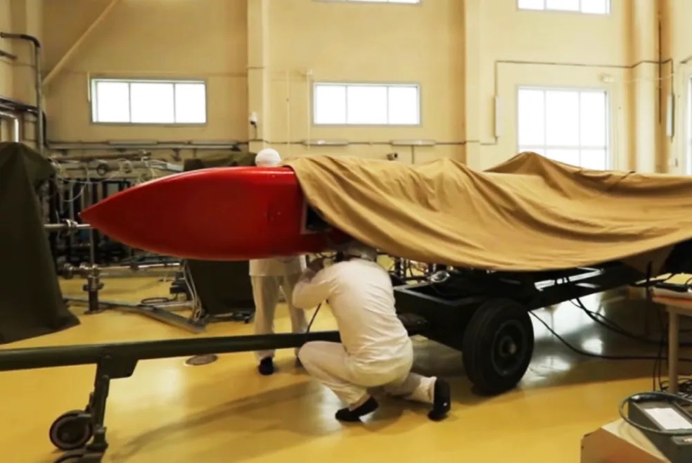 Foto do míssil de cruzeiro nuclear Burevestnik, divulgada em 2018 — Foto: Divulgação / Ministério da Defesa da Rússia