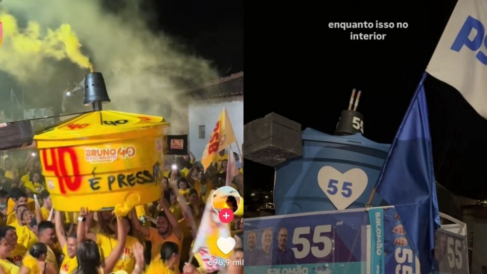 Carreata dos candidatos Bruno Nascimento (PSB), no Maranhão e Salomão (PSD), no Ceará — Foto: Reprodução/TikTok/Bluesky