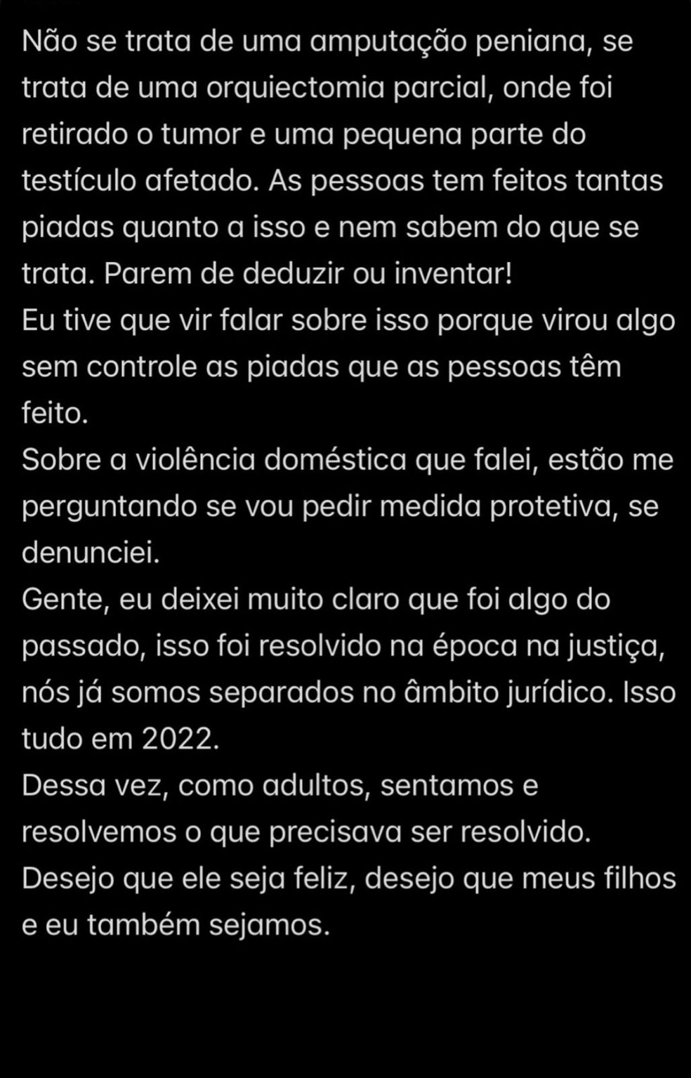 Ex-mulher de Bruno Silva diz que se arrepende de expor traição e que violência doméstica é'caso do passado' — Foto: Reprodução