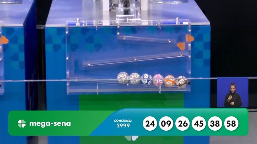 As dezenas sorteadas no concurso 2.999 da Mega-Sena