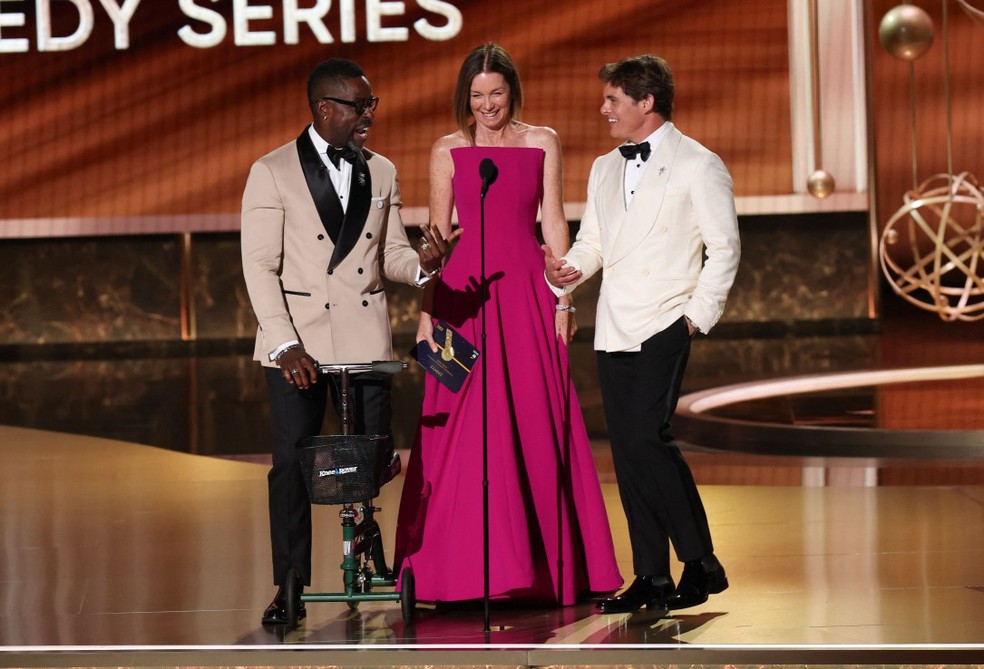 Sterling K. Brown, Julianne Nicholson e James Marsden — Foto: VALERIE MACON / AFP