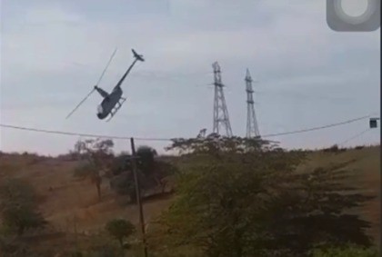Helicóptero caiu em Engenheiro Caldas (MG) — Foto: Reprodução