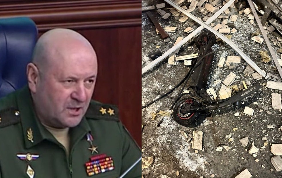 Patinete fotografado no local da detonação estava relativamente preservado, acendendo dúvida sobre a localização do explosivo detonado — Foto: Reprodução