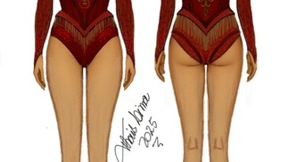 Croqui inicial, assinado por Thaís Lima: mangas foram retiradas — Foto: Reprodução