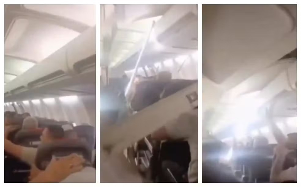 Avião continuou a viagem? Saiba o que aconteceu depois que teto da cabine caiu durante voo no Irã; vídeo - Foto