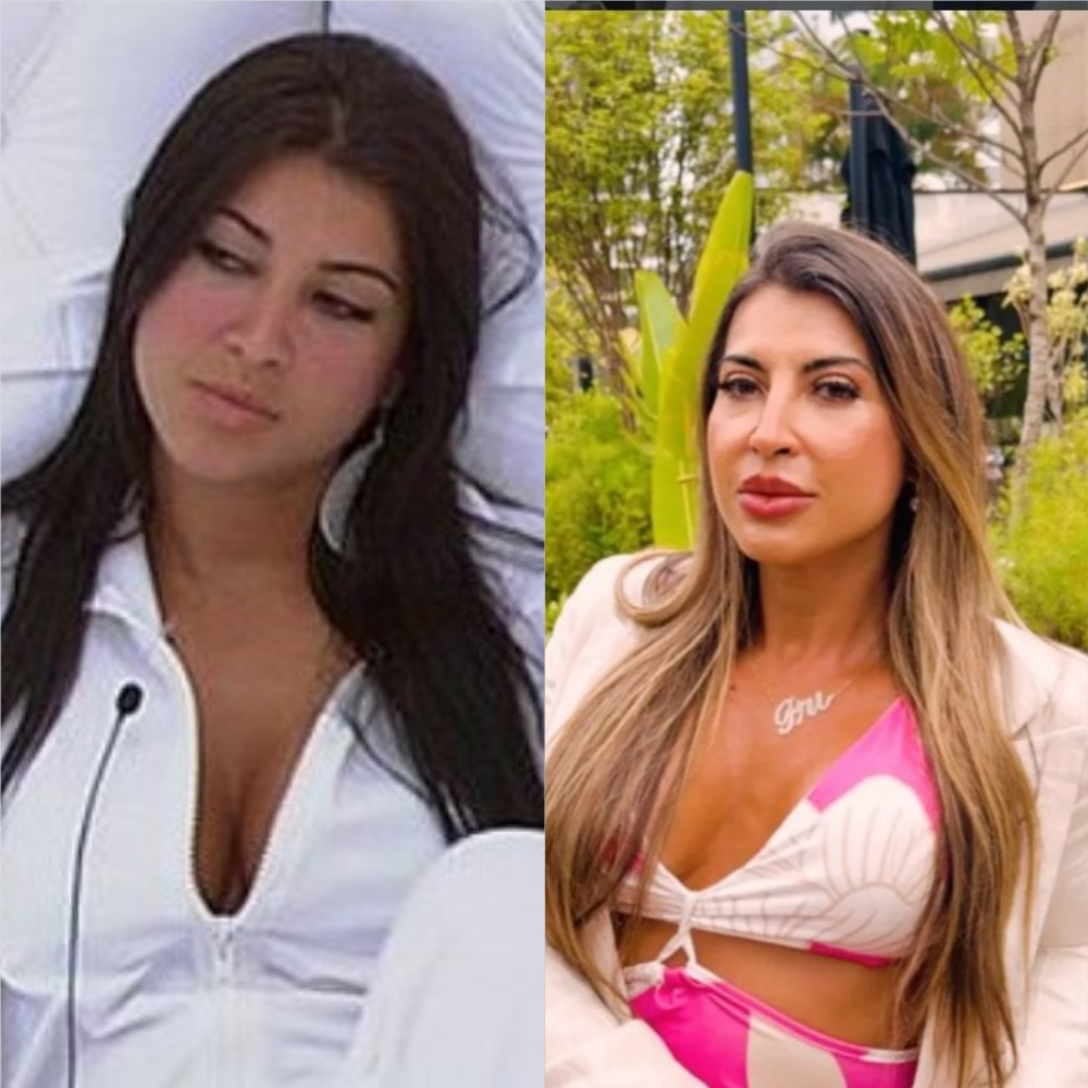 Priscilla Pires, do 'BBB 9', atualmente tem 43 anos e dois filhos. No Instagram, afirma ser biomédica, nutricionista e jornalista — Foto: Reprodução/TV Globo e Reprodução/Instagram