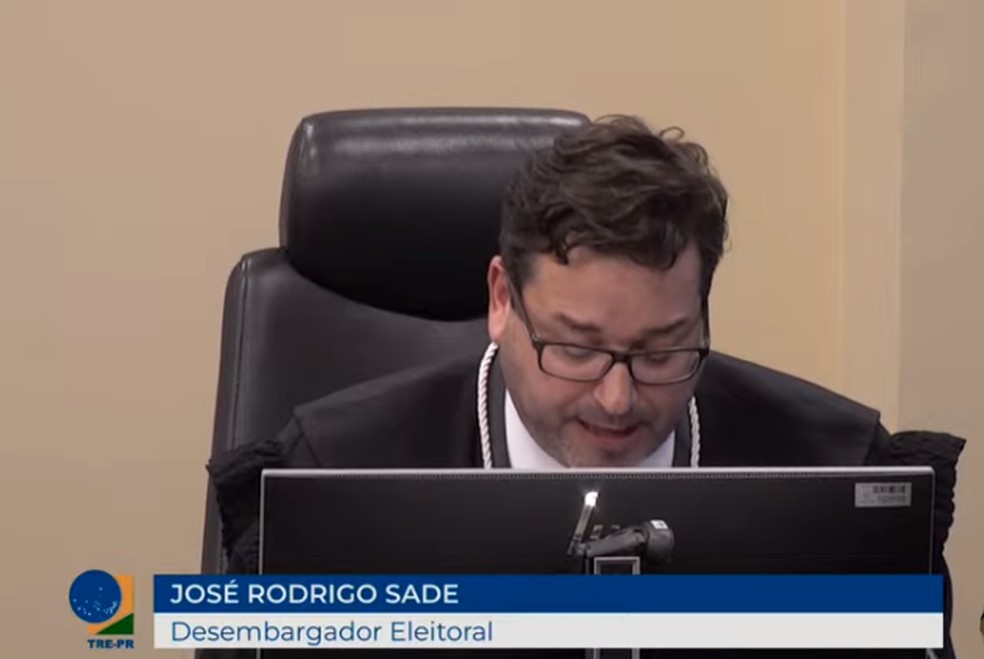 Desembargador do TRE-PR José Rodrigo Sade, no julgamento de Moro — Foto: Reprodução/TRE-PR