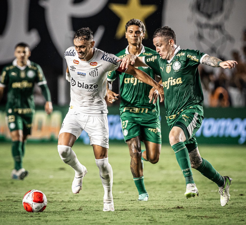 Santos e Palmeiras abriram final do Campeonato Paulista na Vila Belmiro — Foto: Raul Baretta/ Santos