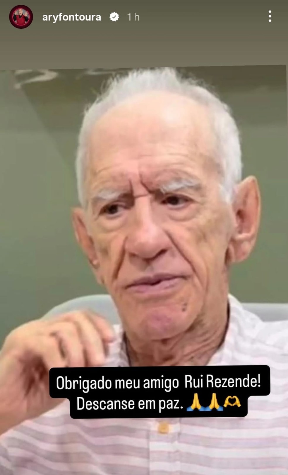 Ary Fontoura presta homenagem a Rui Rezende &mdash; Foto: Reprodu&ccedil;&atilde;o/Instagram
