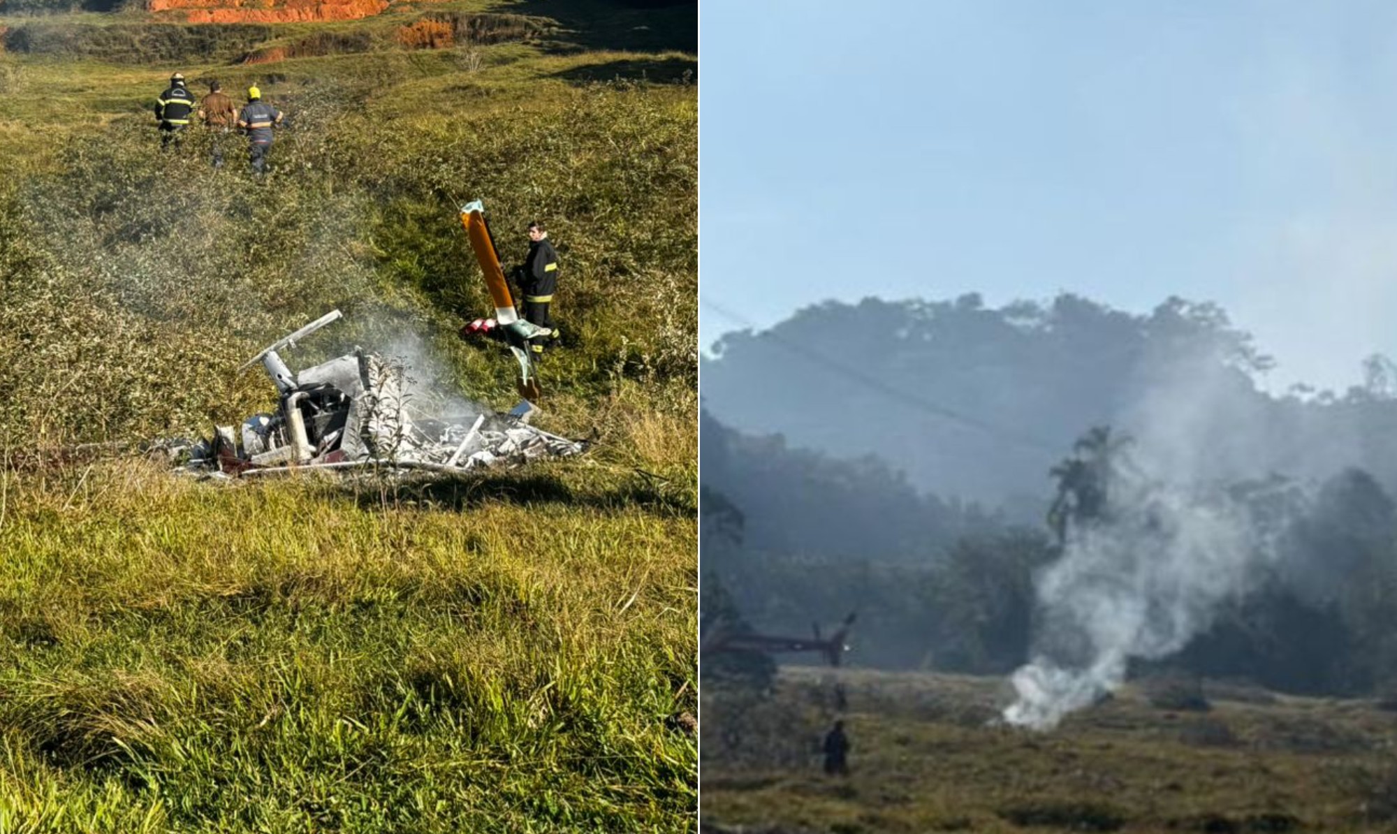 Piloto morre carbonizado após queda de helicóptero em área de pasto no interior de SC