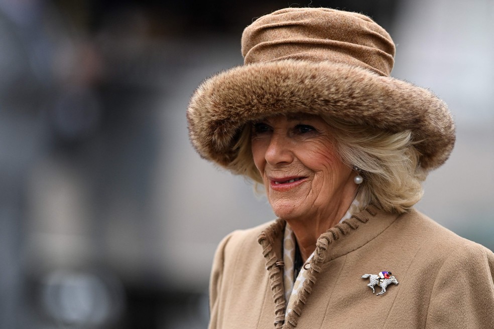 Rainha consorte Camilla em Cheltenham, na Inglaterra, no dia 15 de março — Foto: Glyn Kirk/AFP