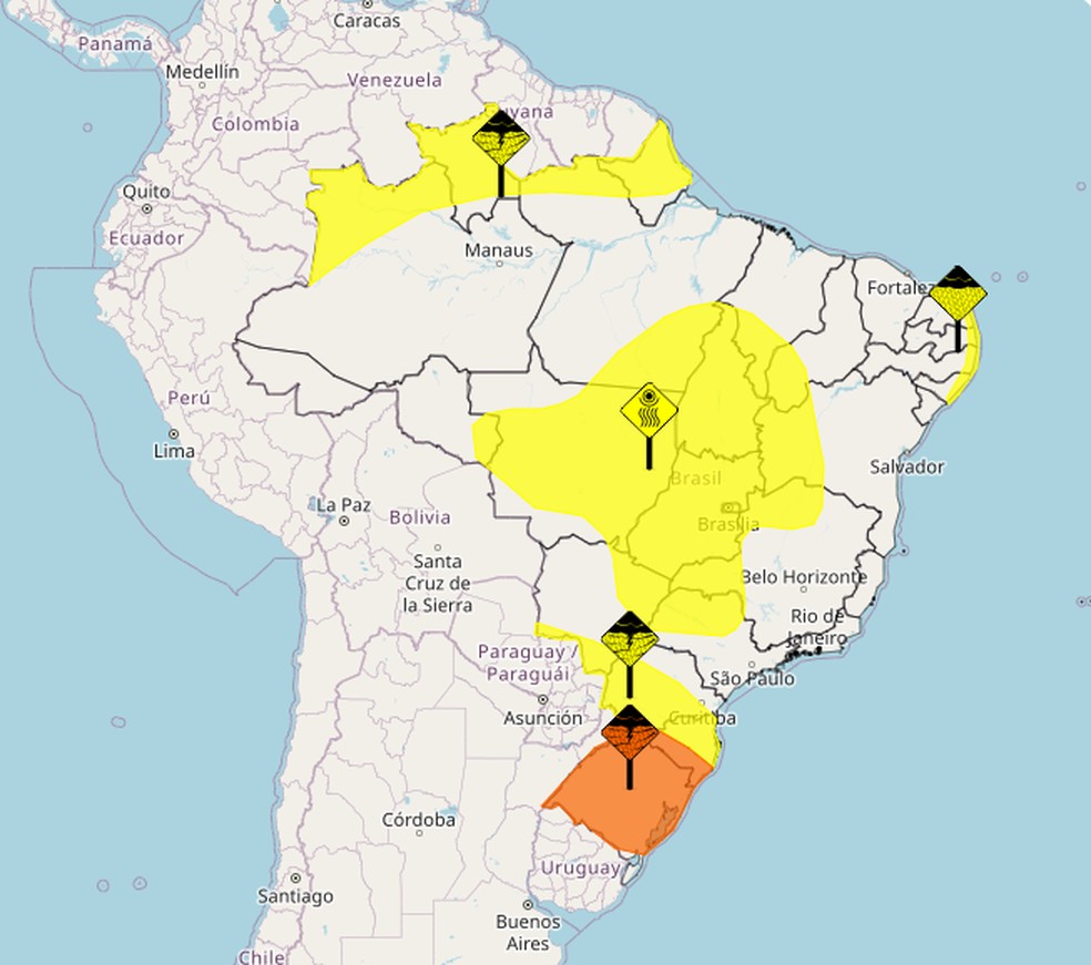 Alertas do Inmet — Foto: Reprodução/Inmet