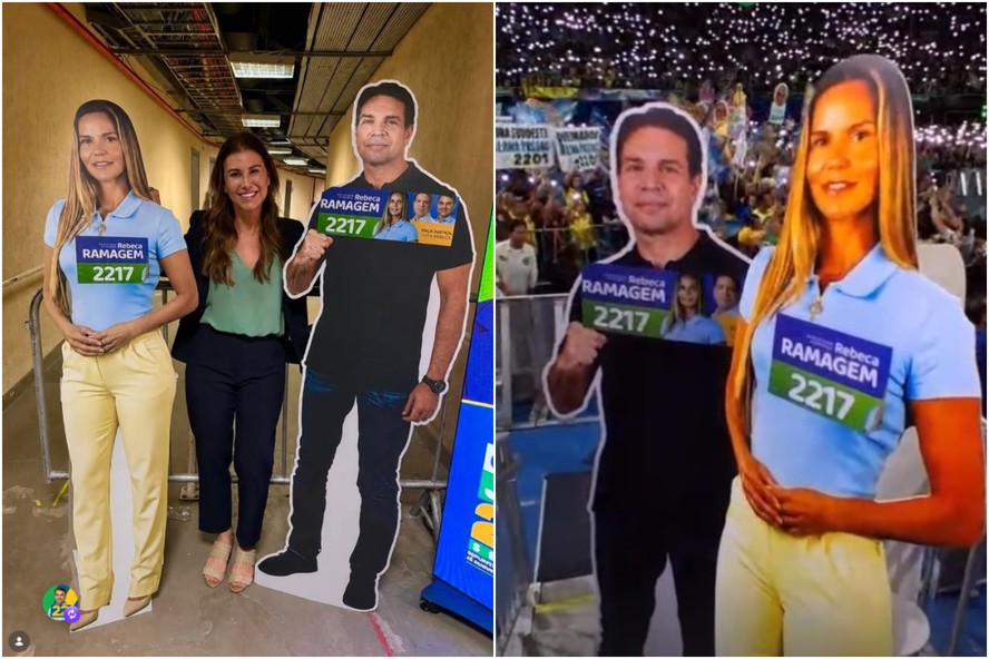 Bolsonaro Allies Use Cardboard Cutouts of Absent Couple at Rio Rally