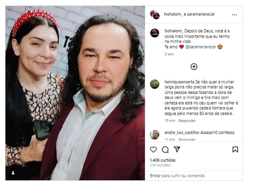 Sara e Ederlan Mariano eram casados e pais de uma menina de 11 anos &mdash; Foto: Reprodu&ccedil;&atilde;o/Instagram