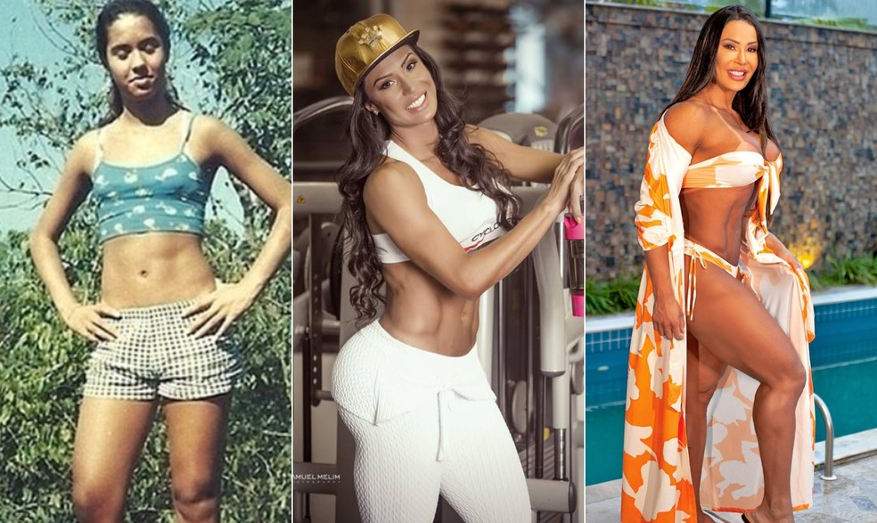 Antes e depois de Gracyanne Barbosa — Foto: Reprodução